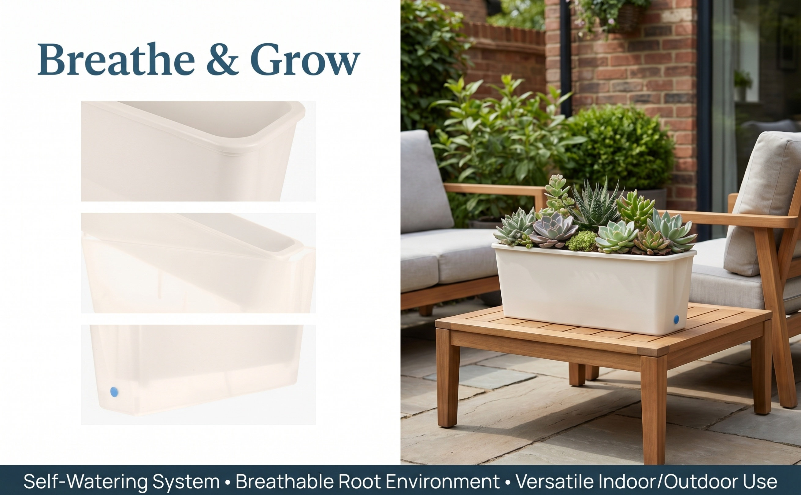 Rechthoekige, smalle plantenba - Self-Watering Planter recensie en prijs